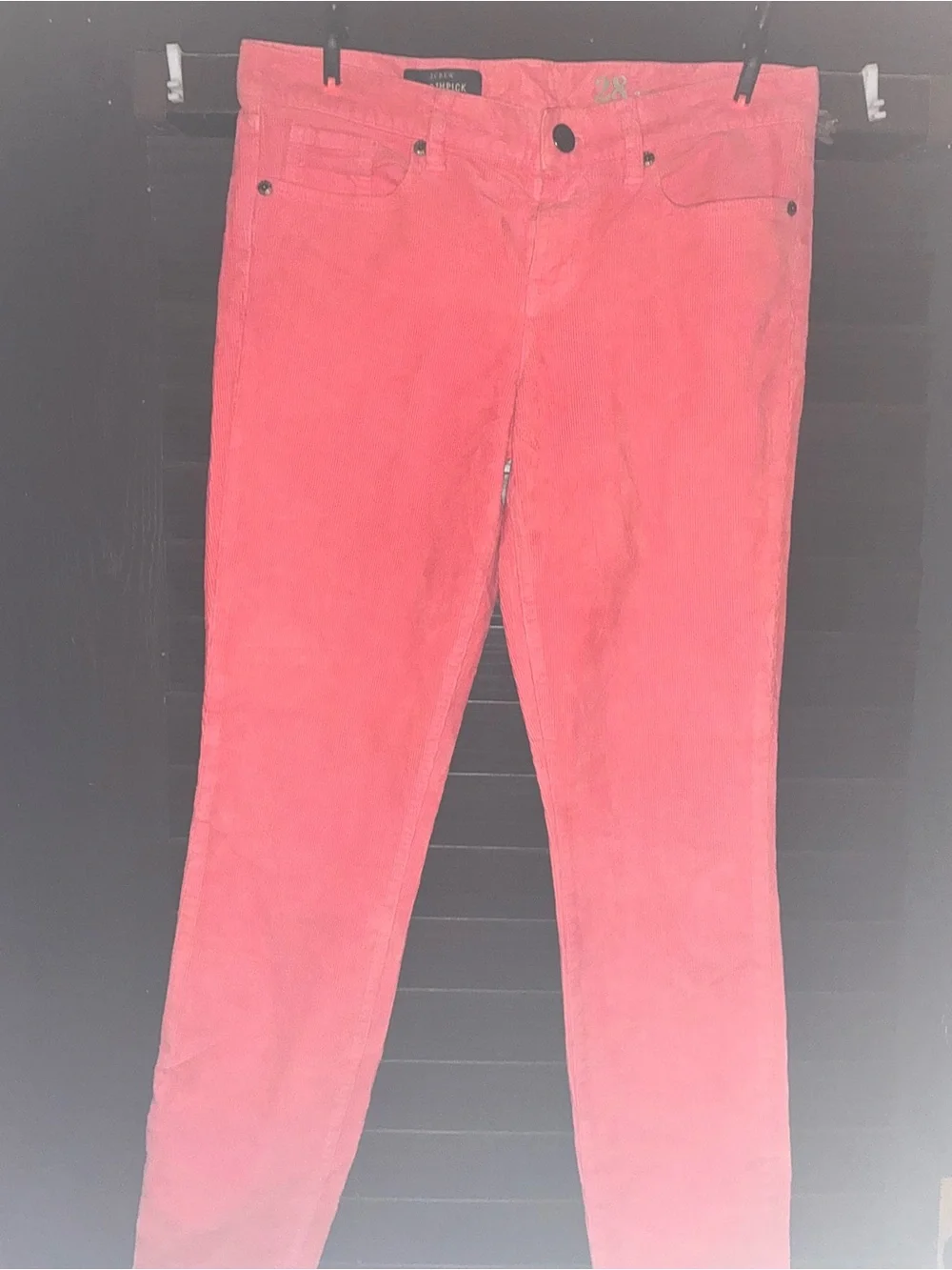 Coral Preppy Summer  silhouette Causal Corduroy Toothpick Ankle JCrew 28/6